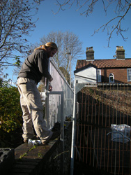 Grapes Hill Community Garden - Railings being installed