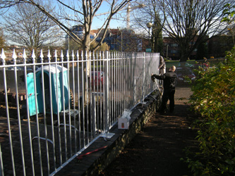 Grapes Hill Community Garden - Railings being installed