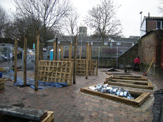 Grapes Hill Community Garden - Trellis ready for fixing