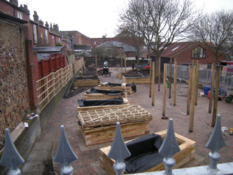 Grapes Hill Community Garden - The trellis and deep beds have been built