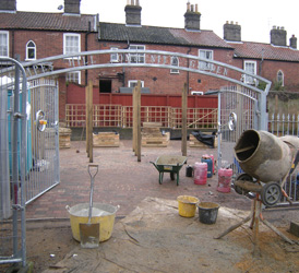 Grapes Hill Community Garden - The trellis and deep beds have been built